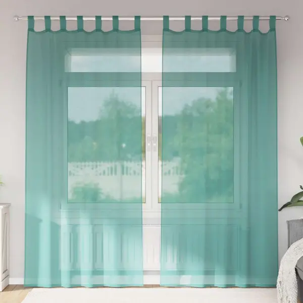 Gossi perdele voile cu buzunare pentru bare 2 buc turcoaz