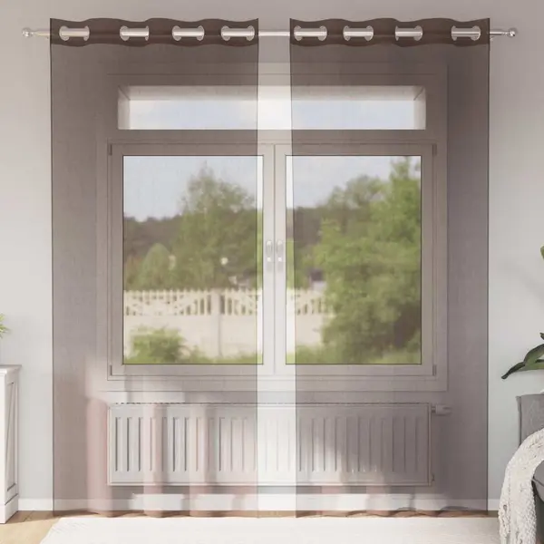 Gossi perdele voile cu oeli 2 buc maro 140x225 cm