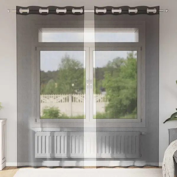 Gossi perdele voile cu oeli 2 buc negru 140x225 cm