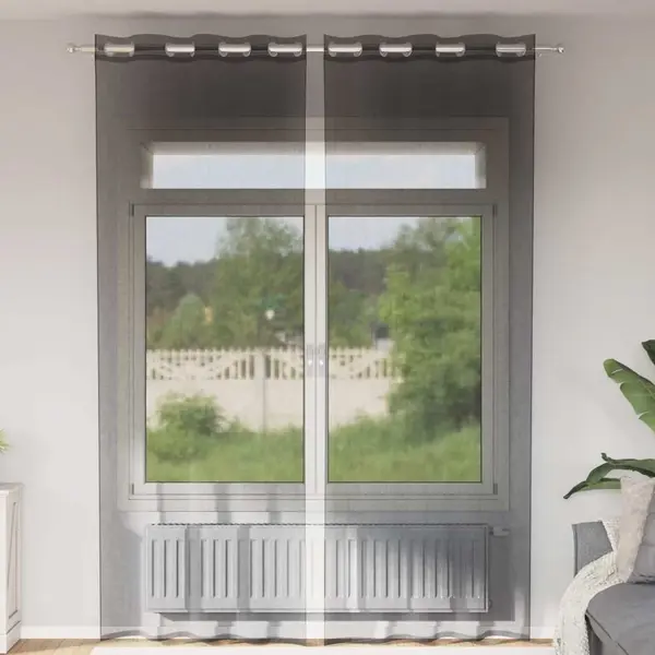 Gossi perdele voile cu oeli 2 buc negru 140x260 cm