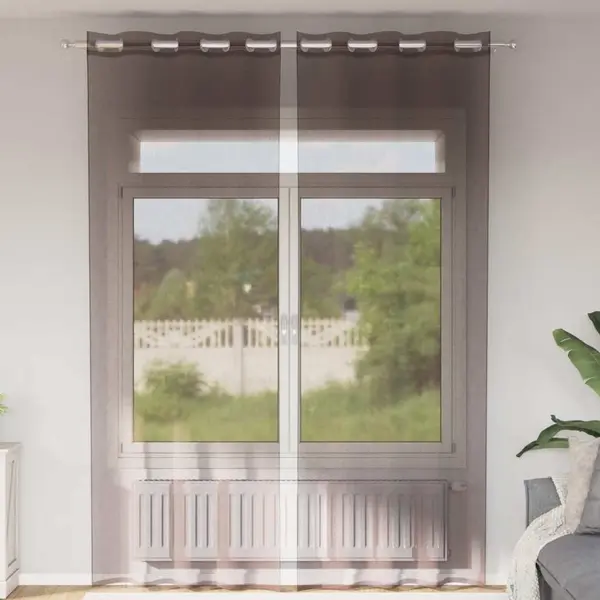 Gossi perdele voile cu oelii 2 buc maro 140x260 cm