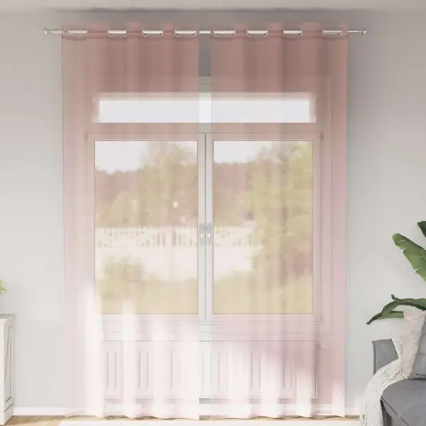 Gossi perdele voile cu oelii 2 buc roz deschis 140x260 cm