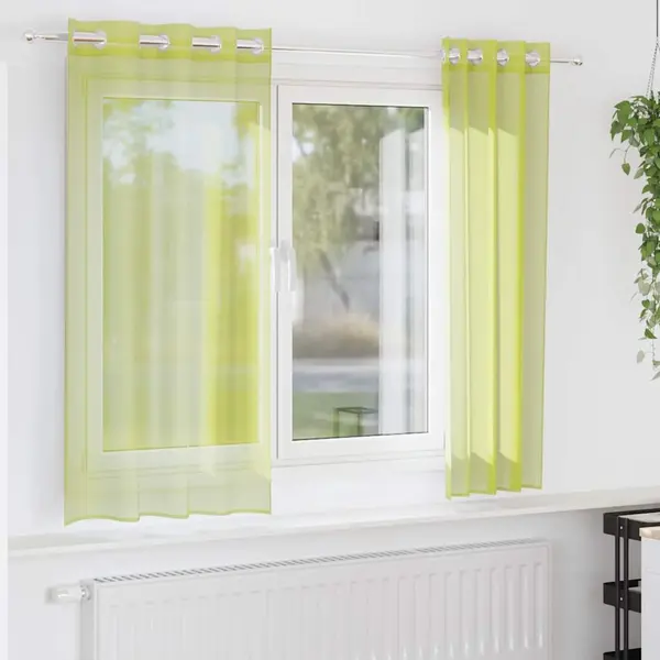 Gossi perdele voile cu oelii 2 buc verde mar 140x175 cm