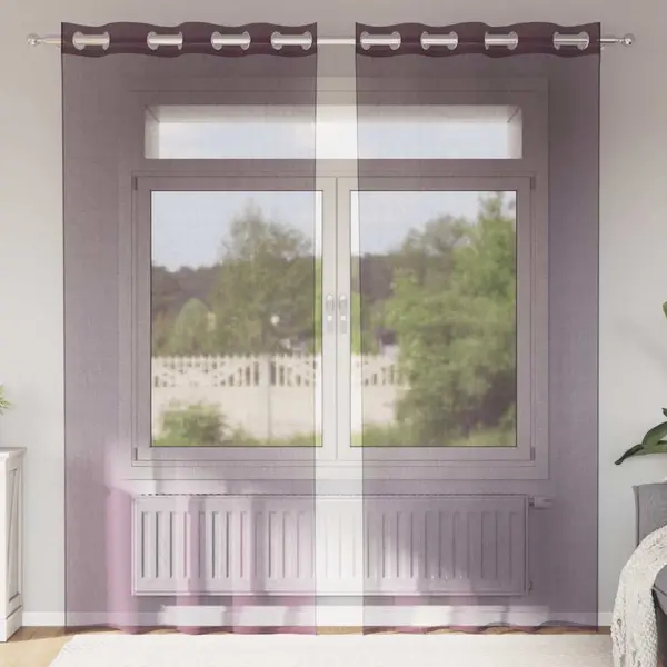 Gossi perdele voile cu oelii 2 buc violet 140x225 cm