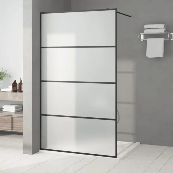 Gossi perete cabina dus walk-in negru 115x195 cm sticla esg mata