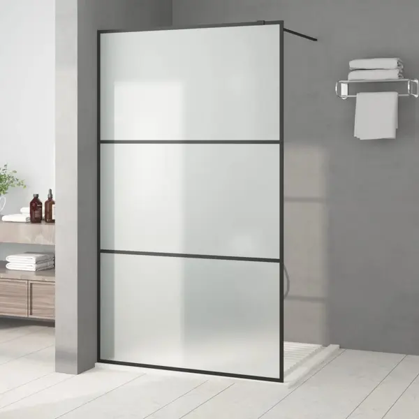 Gossi perete cabina dus walk-in negru 115x195 cm sticla esg mata