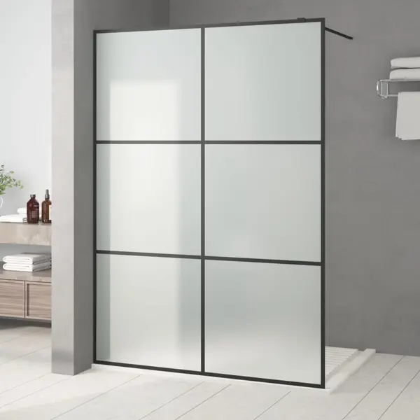 Gossi perete cabina dus walk-in negru 140x195 cm sticla esg mata