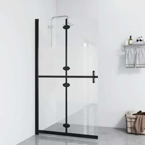 Gossi perete dus walk-in pliabil 100x190 cm sticla esg jumatate mata