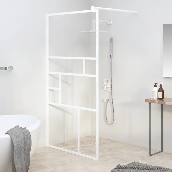 Gossi perete pentru cabina de dus walk-in, alb, 100x195cm, sticla esg