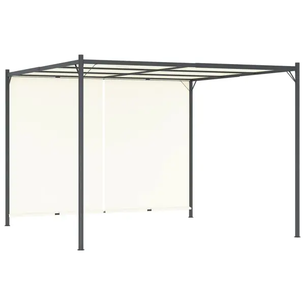 Gossi pergola cu acoperis rabatabil, alb crem, 3 x 3 m, otel