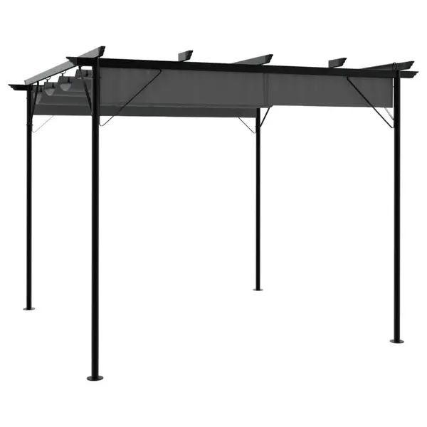 Gossi pergola cu acoperis retractabil, antracit, 3x3m, otel, 180 g/m2