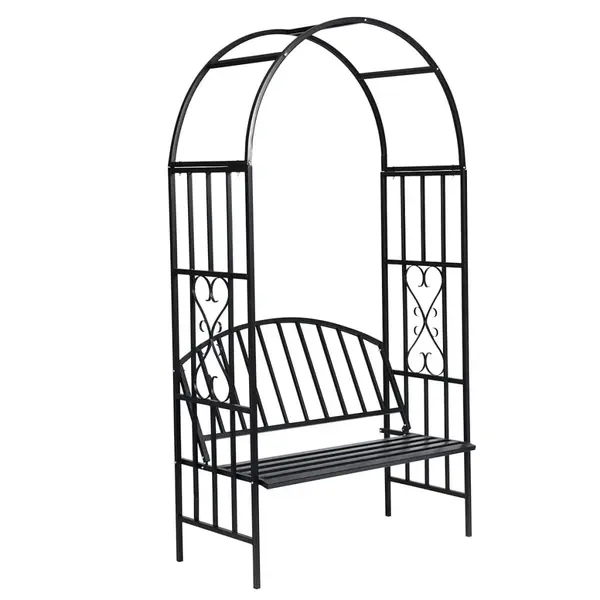 Gossi pergola de trandafiri pentru gradina cu bancheta