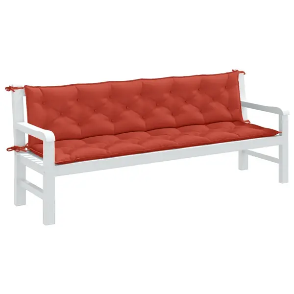 Gossi perna banca de gradina 2 buc melanj rosu vin 200x50x7 cm textil