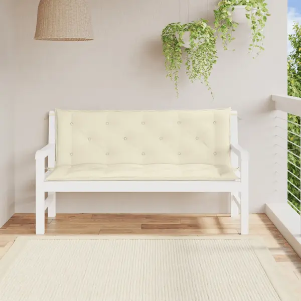 Gossi perna banca de gradina alb crem, 150x(50+50)x7cm, textil oxford