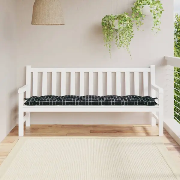 Gossi perna banca de gradina negru carouri, 180x50x7cm, textil oxford