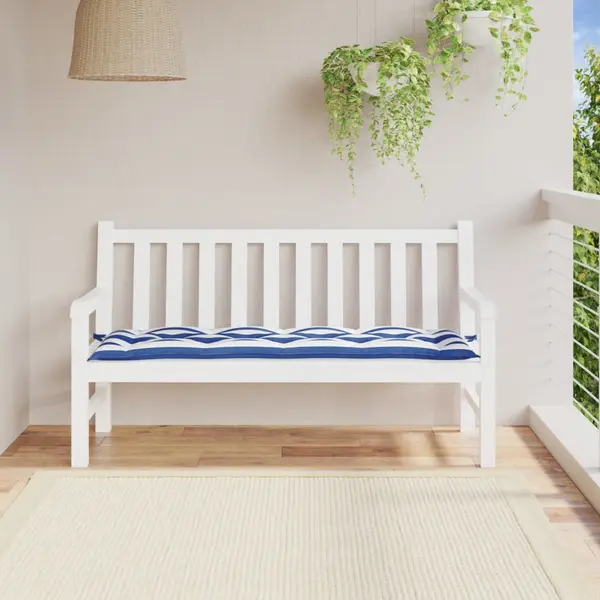 Gossi perna de banca dungi albastre si albe 150x50x7 cm textil oxford