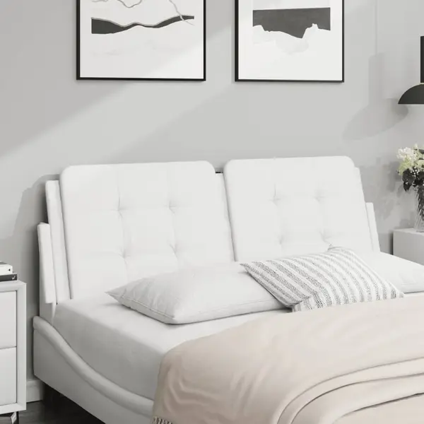 Gossi perna pentru tablie pat, alb, 120 cm, piele artificiala