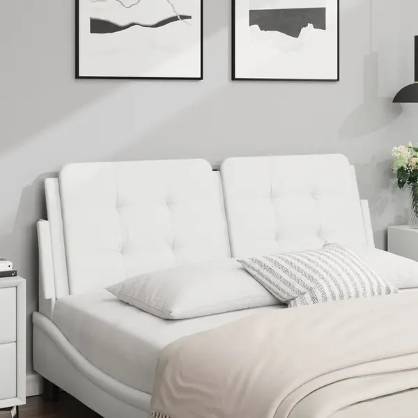 Gossi perna pentru tablie pat, alb, 140 cm, piele artificiala