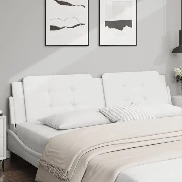Gossi perna pentru tablie pat, alb, 200 cm, piele artificiala