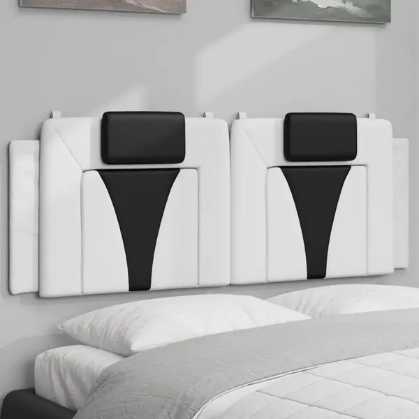 Gossi perna pentru tablie pat, alb si negru, 140cm, piele artificiala