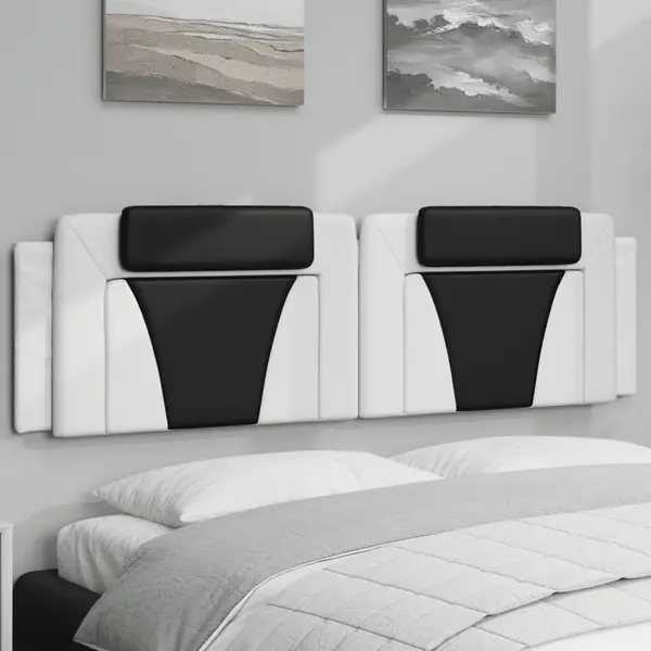 Gossi perna pentru tablie pat, alb si negru, 180cm, piele artificiala