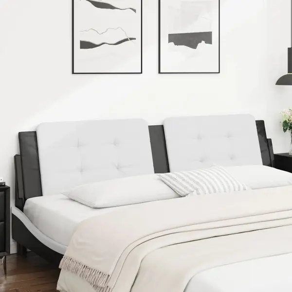 Gossi perna pentru tablie pat, alb si negru, 200cm, piele artificiala