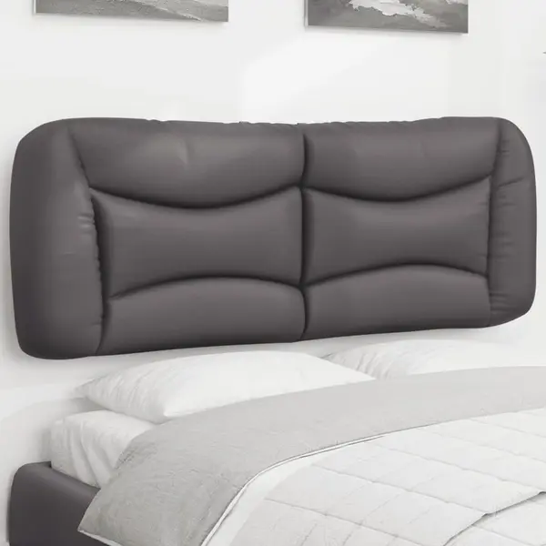 Gossi perna pentru tablie pat, gri, 140 cm, piele artificiala