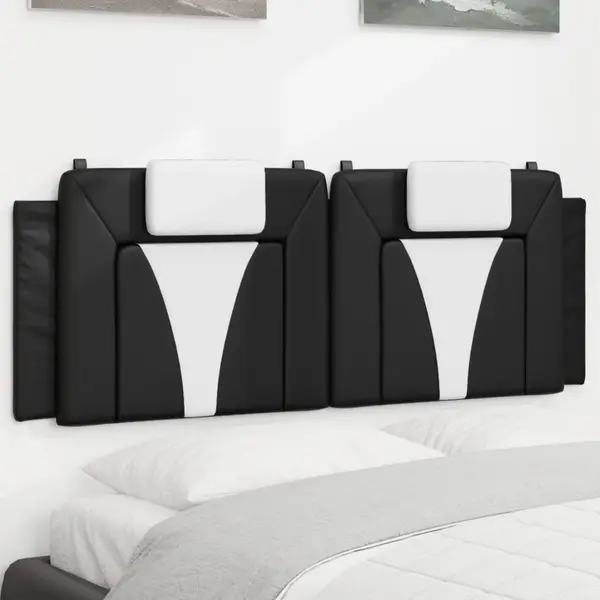 Gossi perna pentru tablie pat, negru si alb, 140cm, piele artificiala