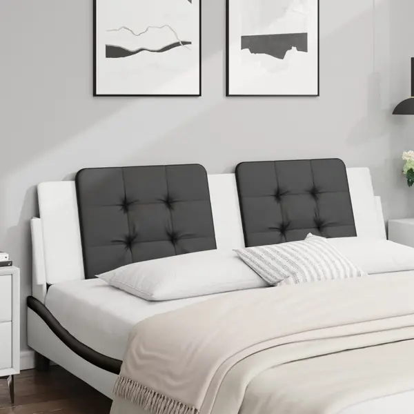 Gossi perna pentru tablie pat, negru si alb, 180cm, piele artificiala
