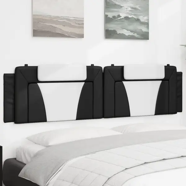 Gossi perna pentru tablie pat, negru si alb, 200cm, piele artificiala