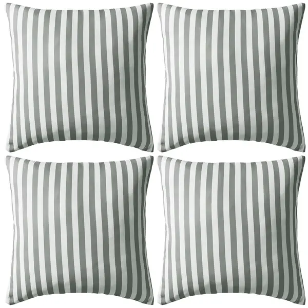 Gossi perne de exterior, 4 buc, imprimeu dungi, 45x45 cm, gri