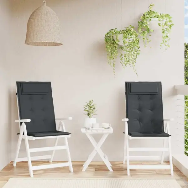 Gossi perne de scaun cu spatar inalt, 2 buc, negru, tesatura oxford