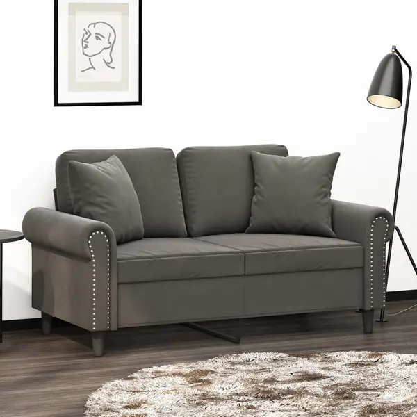 Gossi perne decorative, 2 buc., gri inchis, 40x40 cm, catifea