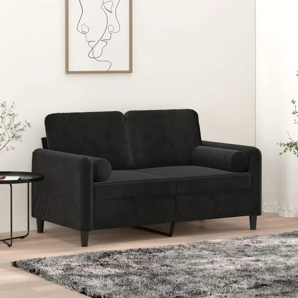 Gossi perne decorative, 2 buc., negru, Ø15x50 cm, catifea
