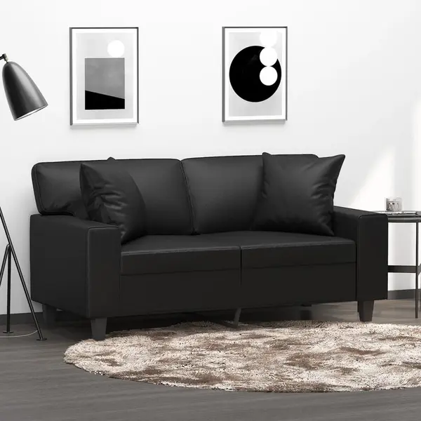 Gossi perne decorative, 2 buc., negru, 40x40 cm, piele ecologica