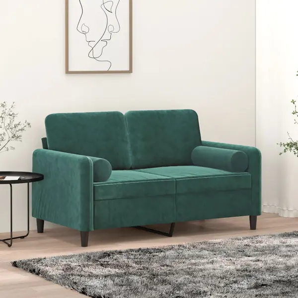 Gossi perne decorative, 2 buc., verde inchis, Ø15x50 cm, catifea
