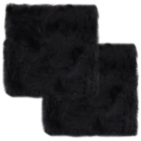 Gossi pernute scaun 2 buc, gri inchis, 40x40 cm, piele oaie naturala