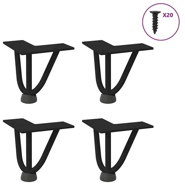 Gossi picioare de masa in ac de par 4 buc negru 10 cm otel masiv