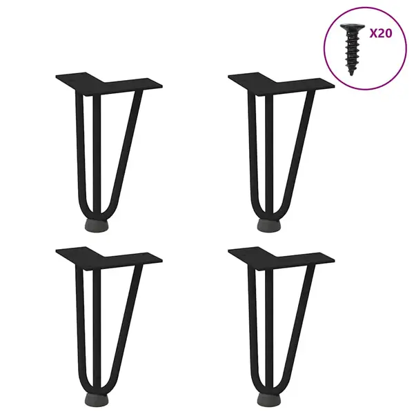 Gossi picioare de masa in ac de par 4 buc negru 20 cm otel masiv