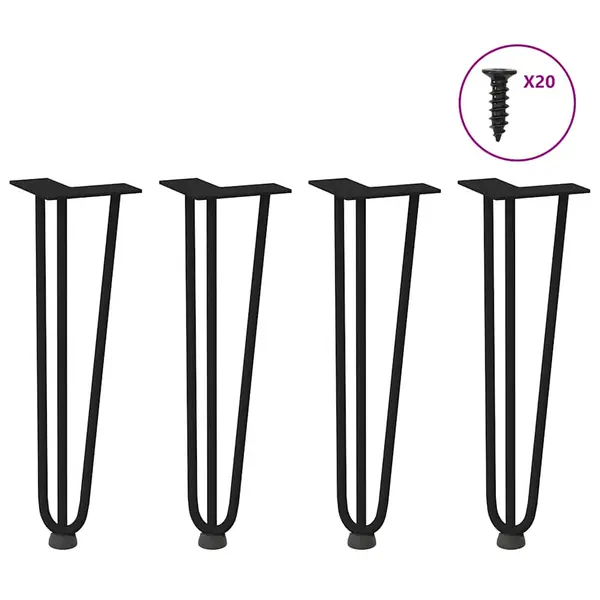 Gossi picioare de masa in ac de par 4 buc negru 42 cm otel masiv