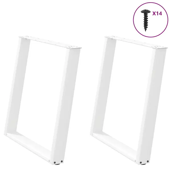 Gossi picioare de masa in forma de u 2 buc alb 80x(72-73) cm otel