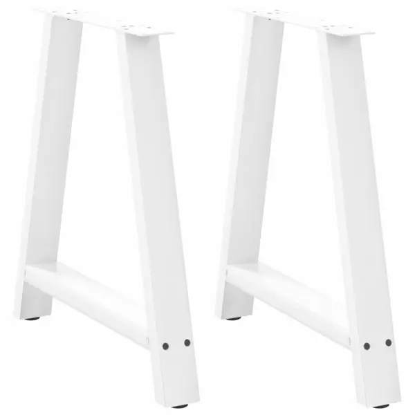 Gossi picioare masuta cafea in forma a 2 buc alb 80x(72-73) cm otel