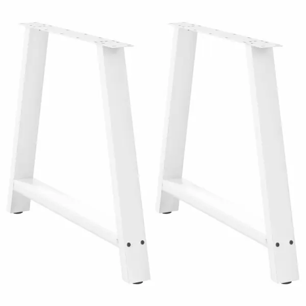 Gossi picioare masuta cafea in forma a 2 buc alb 90x(72-73) cm otel