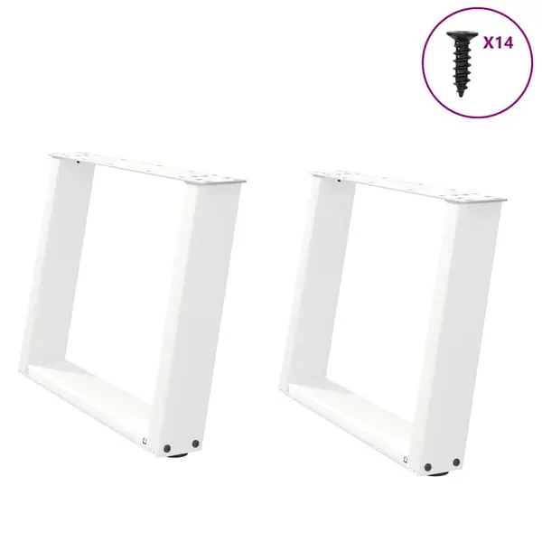 Gossi picioare masuta cafea in forma de u 2 buc alb 70x(42-43)cm otel