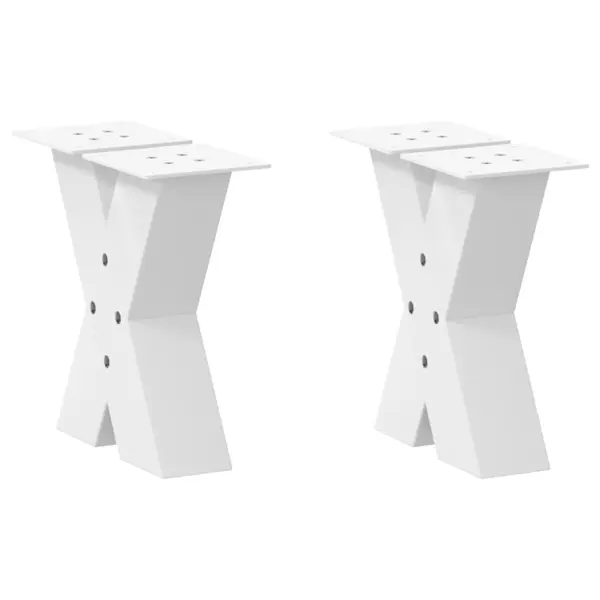 Gossi picioare masuta cafea in forma de x 2 buc alb 40x(30-31)cm otel