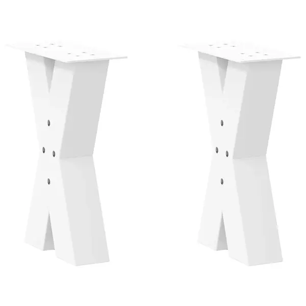 Gossi picioare masuta cafea in forma x 2 buc alb 28x(42-43) cm otel