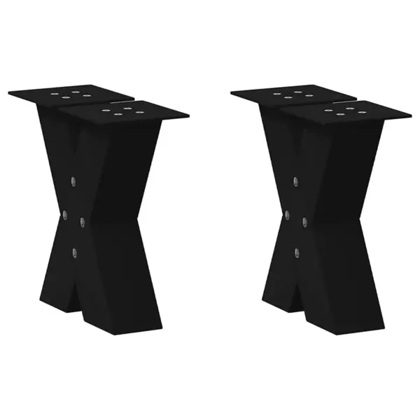 Gossi picioare masuta cafea in forma x 2 buc negru 30x(30-31) cm otel