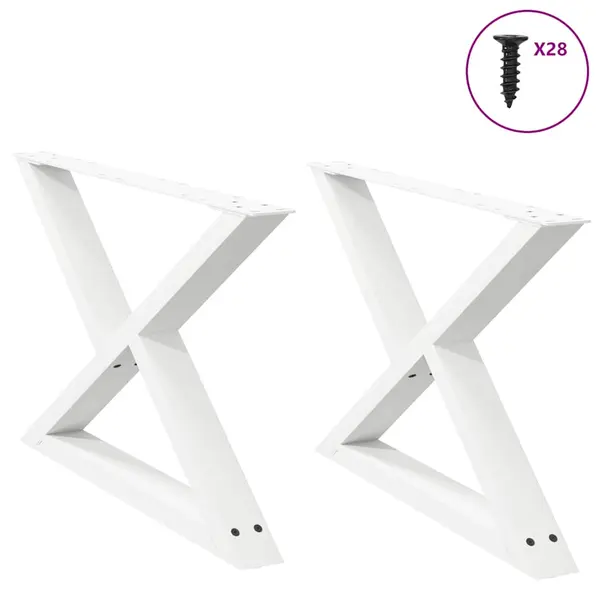 Gossi picioare masuta de cafea 2 buc alb 70x(42-43,3) cm otel
