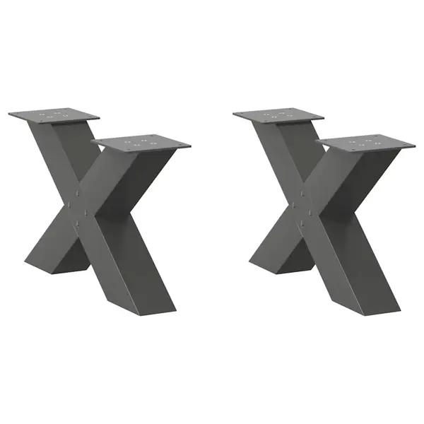 Gossi picioare masuta de cafea in forma de x 2 buc antracit otel
