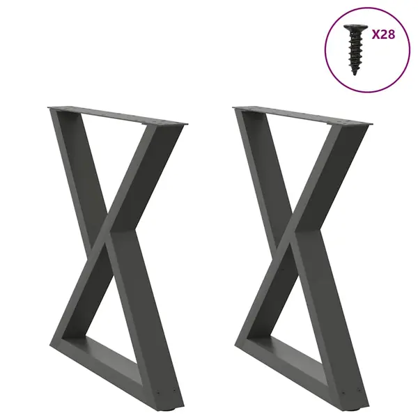 Gossi picioare pentru masa 2 buc antracit 70x(72-73,3) cm otel